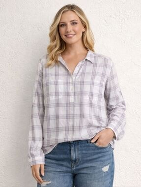 Blue Mountain  Plaid Popover Tunic